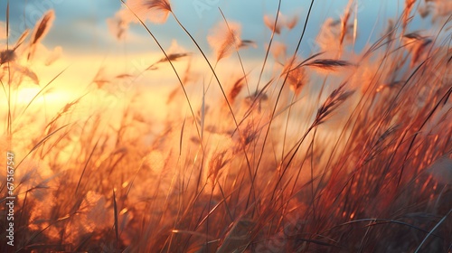 Detail of wild grass at sunset