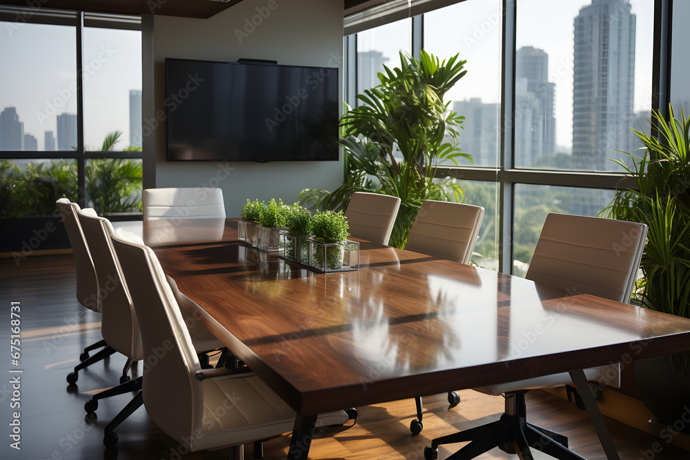 Interior of a conference room in a modern office. ia generated