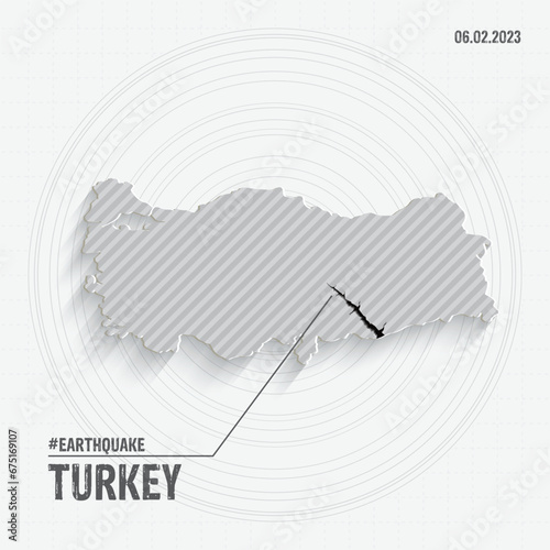 Turkey Earthquake concept on turkey map. Praying for Turkey. photo