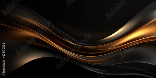 Abstract black and gold wavy smooth lines background. High quality photo