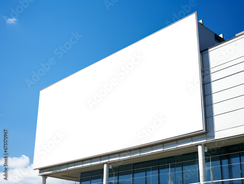 Modern design outdoor constraction. Empty building billboard mock up template poster. Street ad exterior. Ai generative illustration