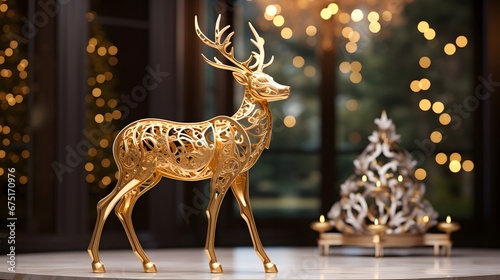 golden deer decoration figure luxury christmas design © Ziyan