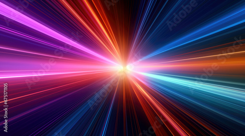 Abstract background with rays of light blue red purple orange color. High quality photo