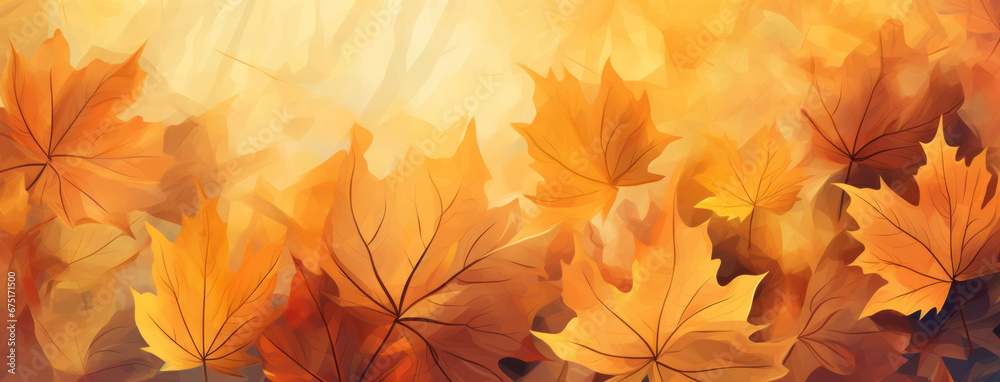 Abstract background with autumn leaves, Autumn background with leaves on a sunny day