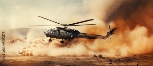 Military helicopter in the desert