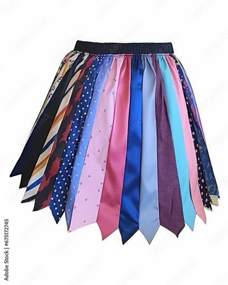 AI art. A miniskirt made of neckties on the isolated background