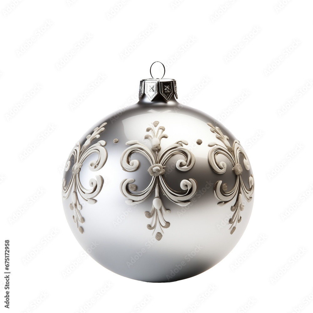 silver Christmas ball on a transparent or white background