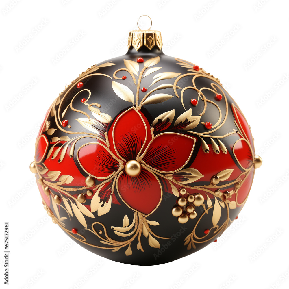 beautifully painted Christmas ball on a transparent or white background . beautifully painted Christmas ball on a transparent or white background .