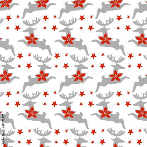 Seamless pattern with Christmas deers on a white background vector