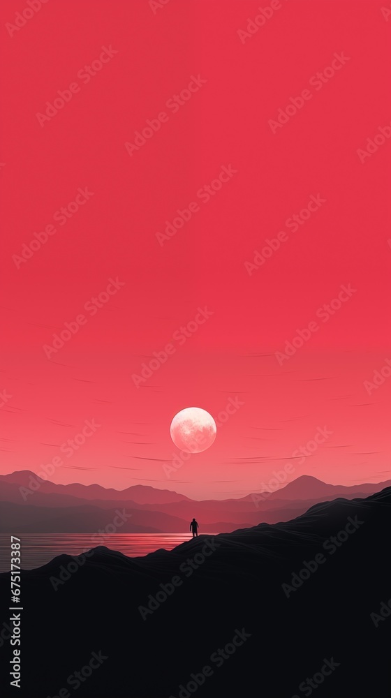 Trendy aesthetic minimalistic phone wallpaper, mountains, red colours, sunset, background for instagram stories Trendy aesthetic minimalistic phone wallpaper, mountains, red colours, sunset, background for instagram stories