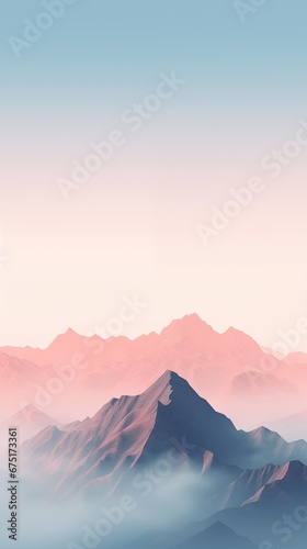 Trendy aesthetic minimalistic phone wallpaper, mountains, pastel colours, background for instagram stories