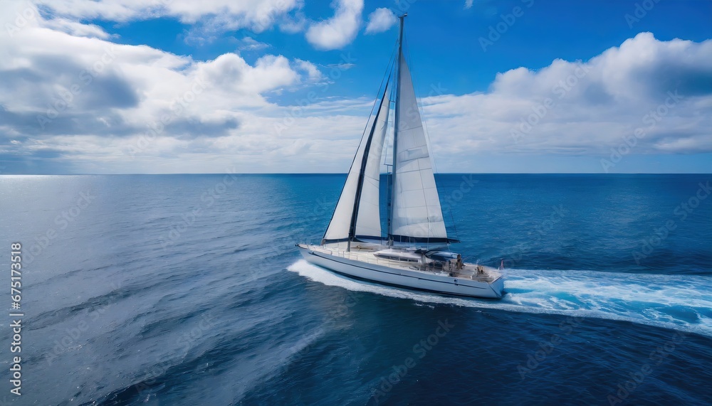 luxury yacht sailing on the open sea	
