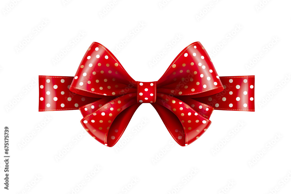 ribbon and bow with christmas theme isolated against transparent white background ribbon and bow with christmas theme isolated against transparent white background
