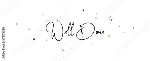 well done sign on white backgroud	