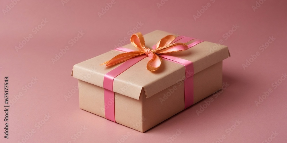A beautiful pink gift box on a pink background with copy space, Valentine's or anniversary concept A beautiful pink gift box on a pink background with copy space, Valentine's or anniversary concept