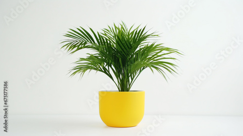 A tropical flower in a yellow pot