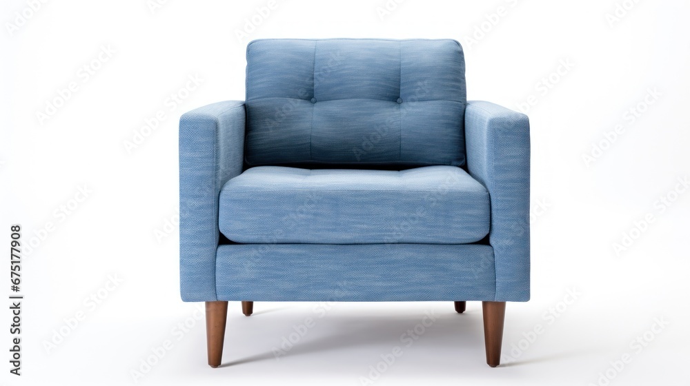 Closeup of blue lounge chair. Modern minimalist home living room interior. materials for furniture finishing Closeup of blue lounge chair. Modern minimalist home living room interior. materials for furniture finishing