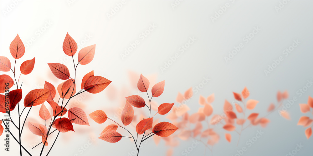 Orange leaves Falling on a light surface background Orange leaves Falling on a light surface background