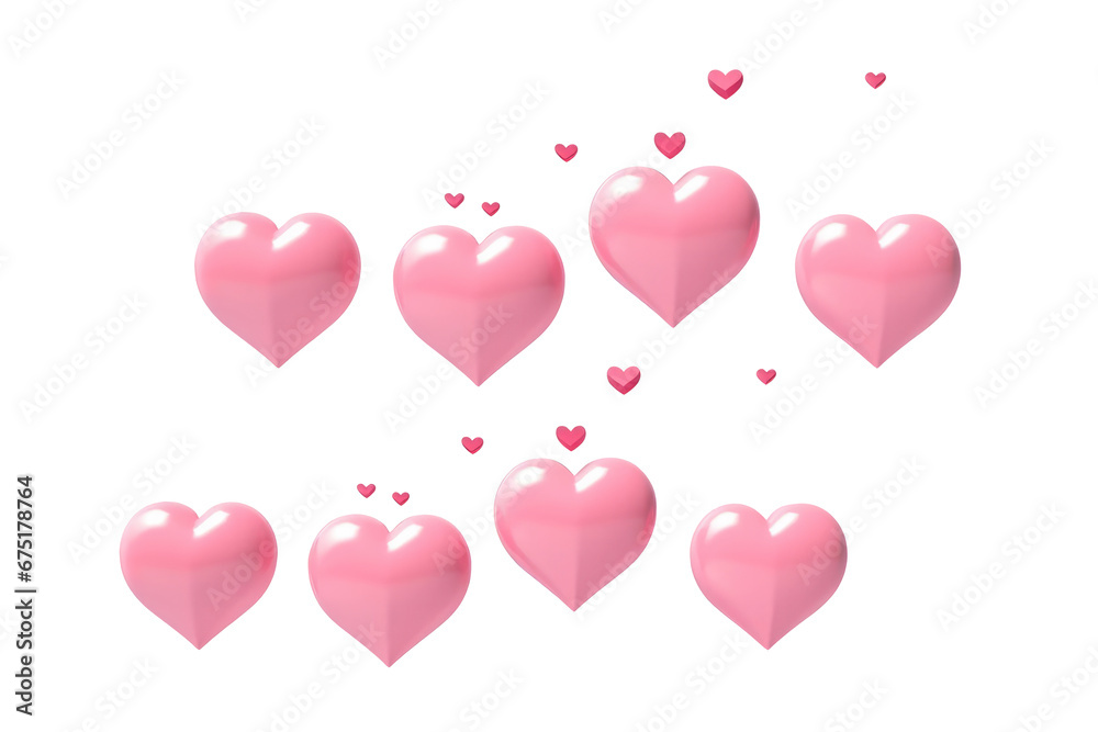 Pink hearts for decoration  Valentine's Day concept,on transparent background.