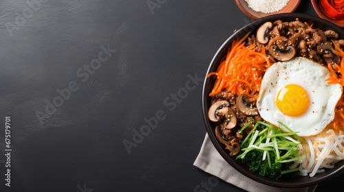 Bibimbap on a concrete background traditional korean