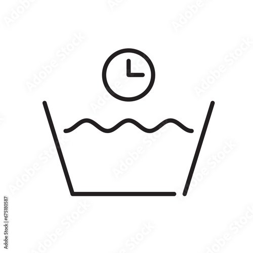 Pre soaking clothes. Time and water. Laundry instructions label. Pixel perfect, editable stroke icon