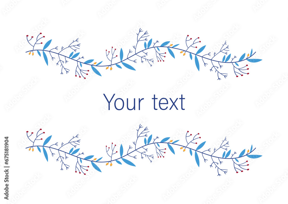 vector illustration of a frame for text with various tree branches with leaves and berries vector illustration of a frame for text with various tree branches with leaves and berries