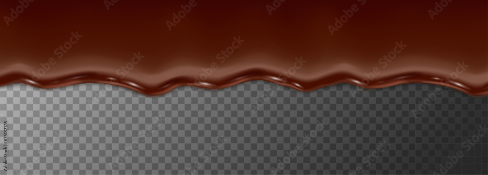 realistic vector icon illustration. seamless melting chocolate line dripping on transparent background. - obrazy, fototapety, plakaty 