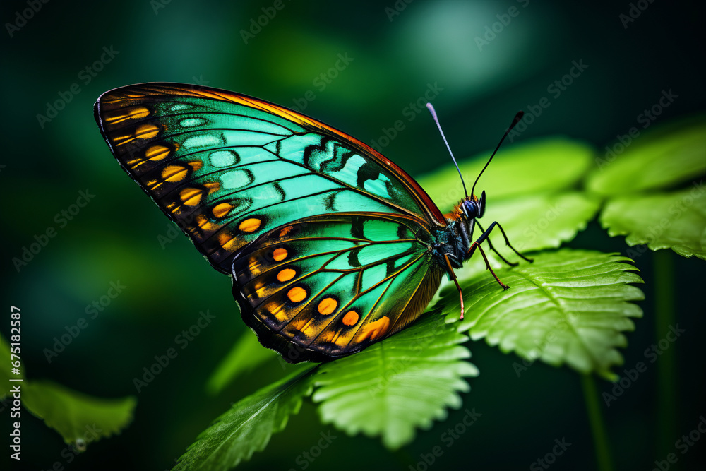 Butterfly on a green background, beautiful creature Butterfly on a green background, beautiful creature