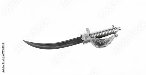 medieval silver sword isolated on white background