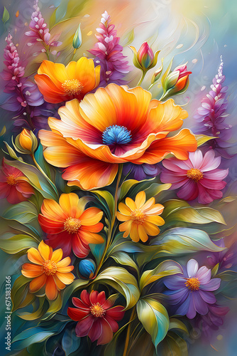 Adorable flower paintings with bright colors