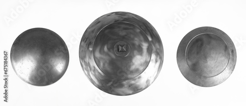 iron round shield isolated on white background photo