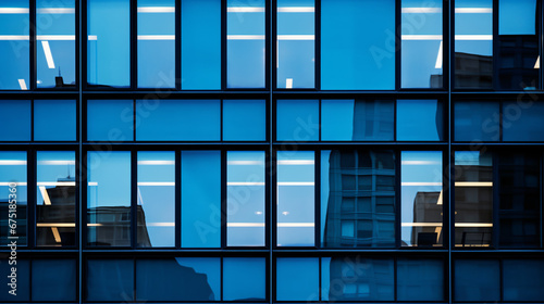 Blue windows of a modern office building