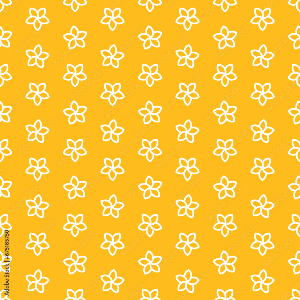 Yellow seamless pattern with white flowers