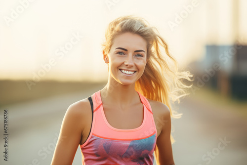 Young healthy and fit woman doing sport, jogger running outdoor. healthy lifestyle