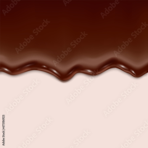 realistic vector icon illustration. Ice cream melting chocolate. Dripping creamy syrup.