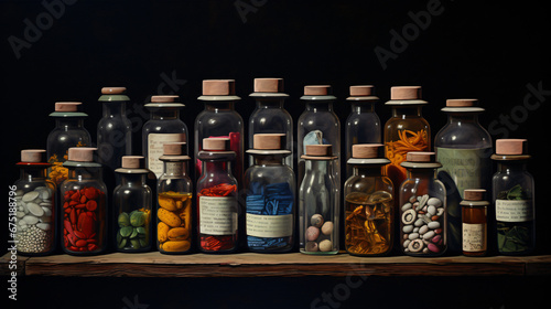 Medicine bottles and pills