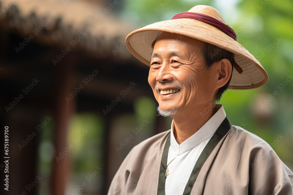 a man wearing a hat and smiling for the camera