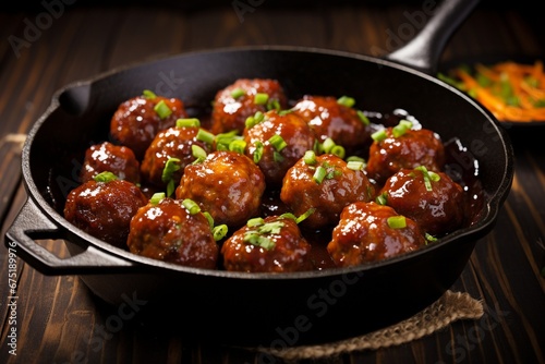 Asian Fusion Delight: Meatballs with Sweet and Sour Sauce in a Pan