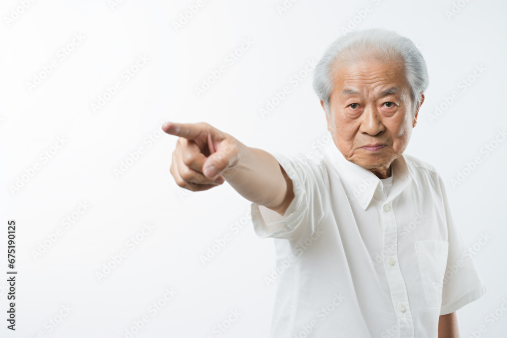 an older man pointing at something with his finger an older man pointing at something with his finger