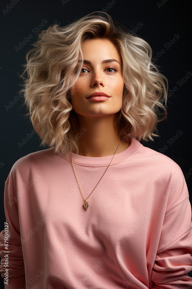 Beautiful young woman dressed casually, looking happy, vertical portrait Beautiful young woman dressed casually, looking happy, vertical portrait
