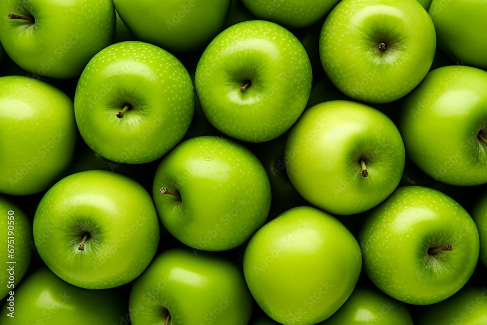 Abundant Green Apples: Fresh Food Background Abundant Green Apples: Fresh Food Background