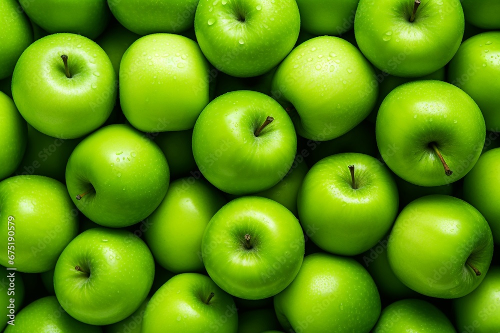 Abundant Green Apples: Fresh Food Background Abundant Green Apples: Fresh Food Background