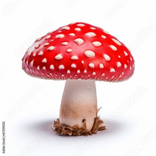 Close-Up of Mushroom with Detailed Texture and White Background