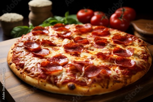 delicious pizza with pepperoni. Generative AI