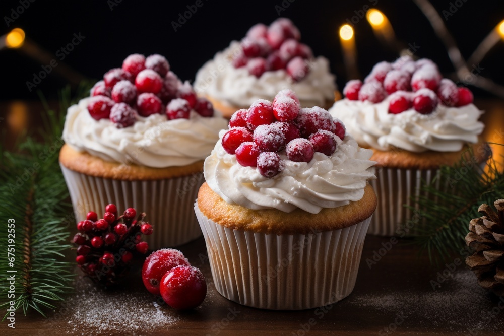 Christmas Spice: Cinnamon and Cranberry Cupcakes with Sugared Cranberries