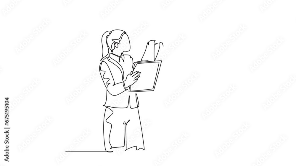Animated self drawing of continuous line draw of young male and female managers discussing strategic planning to increase company profit. Business growth discussion. Full length single line animation Animated self drawing of continuous line draw of young male and female managers discussing strategic planning to increase company profit. Business growth discussion. Full length single line animation
