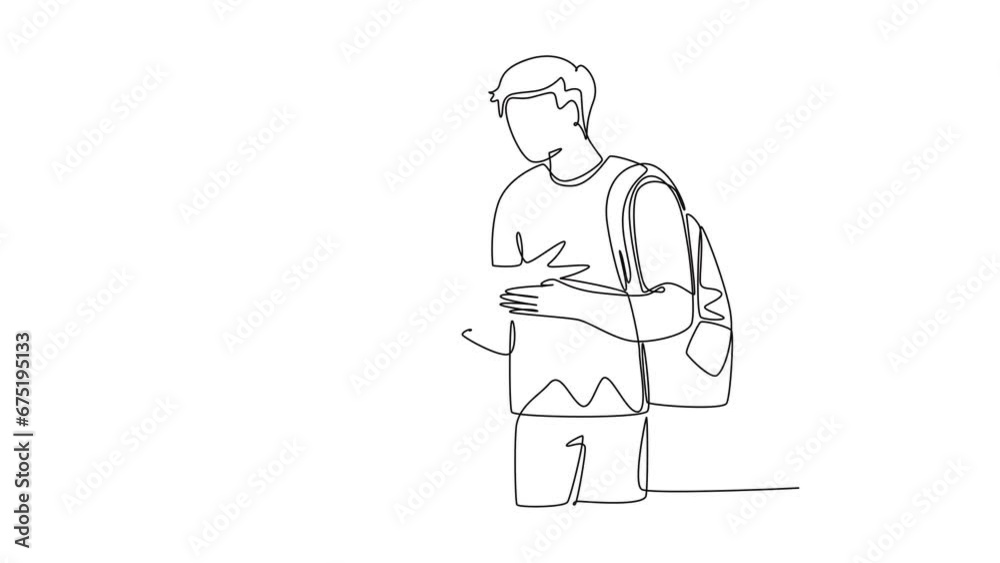 Animated self drawing of continuous line draw young happy male and female couple student talking mathematics lesson on tablet at school. Romantic lover relationship. Full length single line animation Animated self drawing of continuous line draw young happy male and female couple student talking mathematics lesson on tablet at school. Romantic lover relationship. Full length single line animation