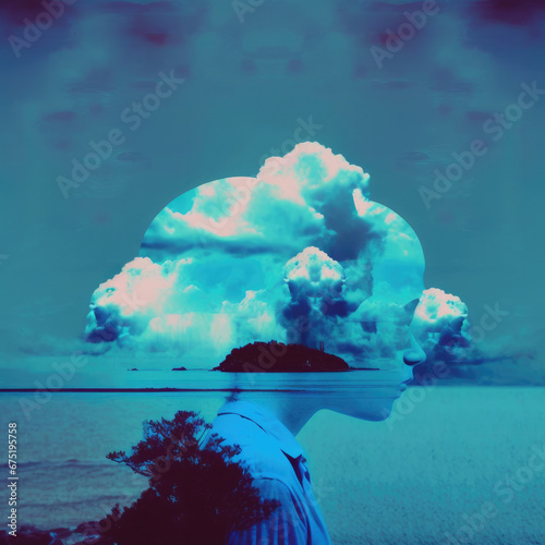 Dreams of Azure Weirdcore Dada Surreal Lofi Album Cover Art - Minimal, Surrealism and Abstract Photography photo