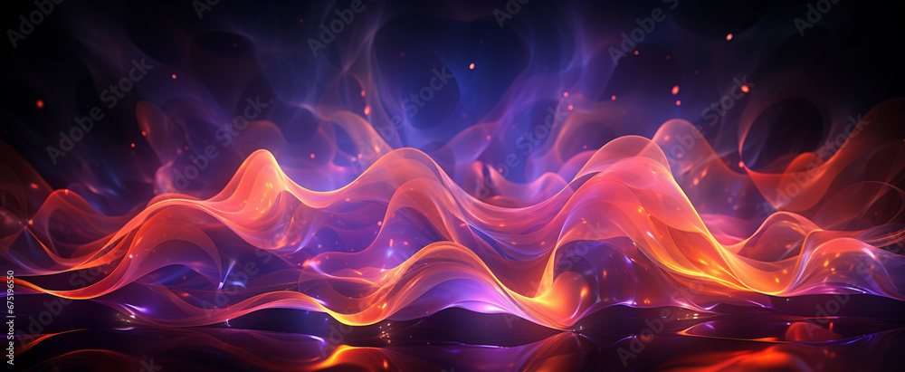 Obraz premium abstract Wavy white glowing neon light effect background_