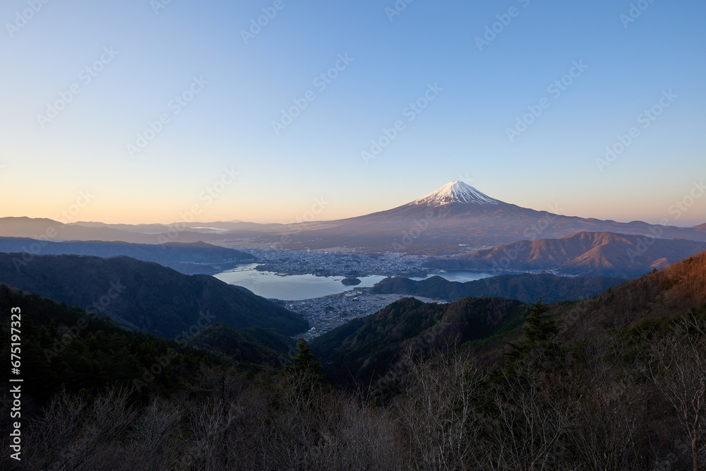Mount Fuji view from shindo pass in the morning, yamanashi japan